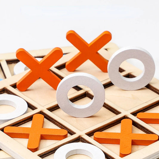 Parent-Child Interaction Wooden Board Game XO Tic Tac Toe Chess
